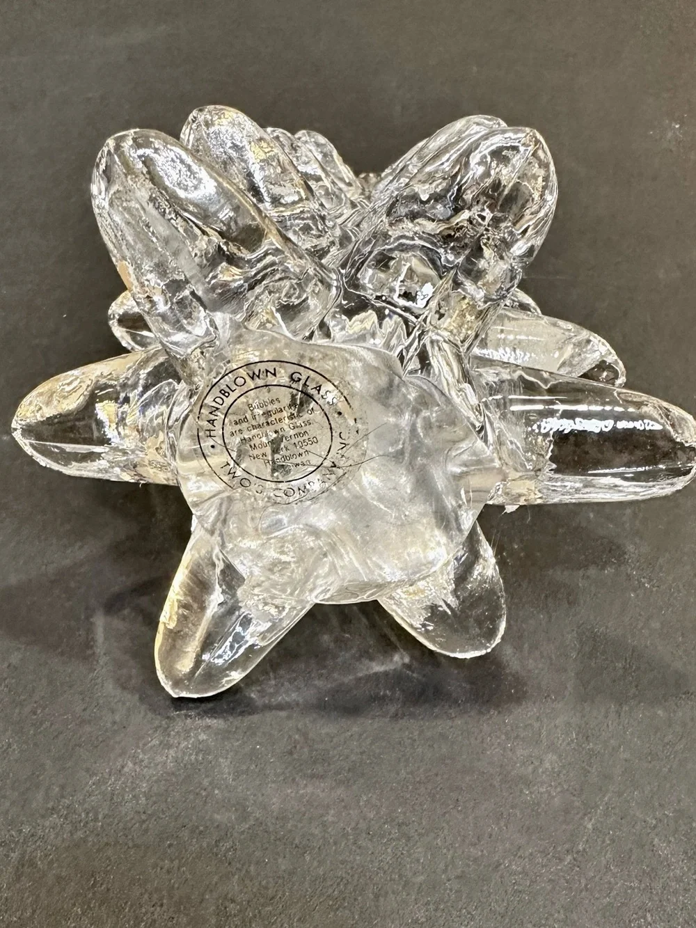 🎄VTG Two's Company Hand Blown Clear Glass Christmas Tree Figurine 6.5